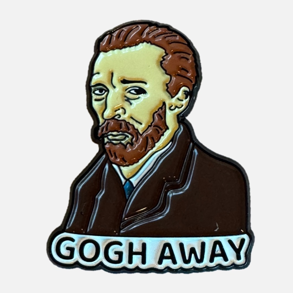 NWT Enamel Pin GOGH AWAY Lapel Art Museum Humour Introvert Gift Vincent Van Gogh